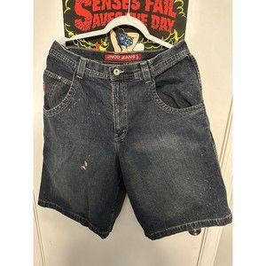 Vintage JNCO Jeans Shorts Size 34 Embroidered Flames Dice 90s